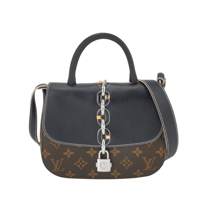 Louis Vuitton (LV) Chain It牛皮拼色老花鏈節裝飾斜挎包肩包晶片款-0