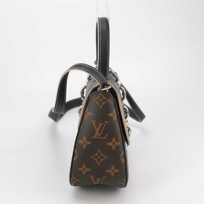 Louis Vuitton (LV) Chain It牛皮拼色老花鏈節裝飾斜挎包肩包晶片款-3
