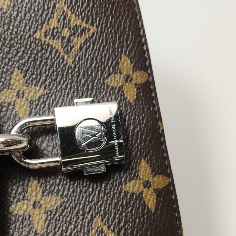 Louis Vuitton (LV) Chain It牛皮拼色老花鏈節裝飾斜挎包肩包晶片款-12