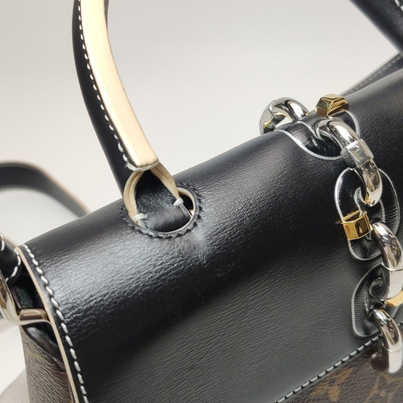 Louis Vuitton (LV) Chain It牛皮拼色老花鏈節裝飾斜挎包肩包晶片款-18
