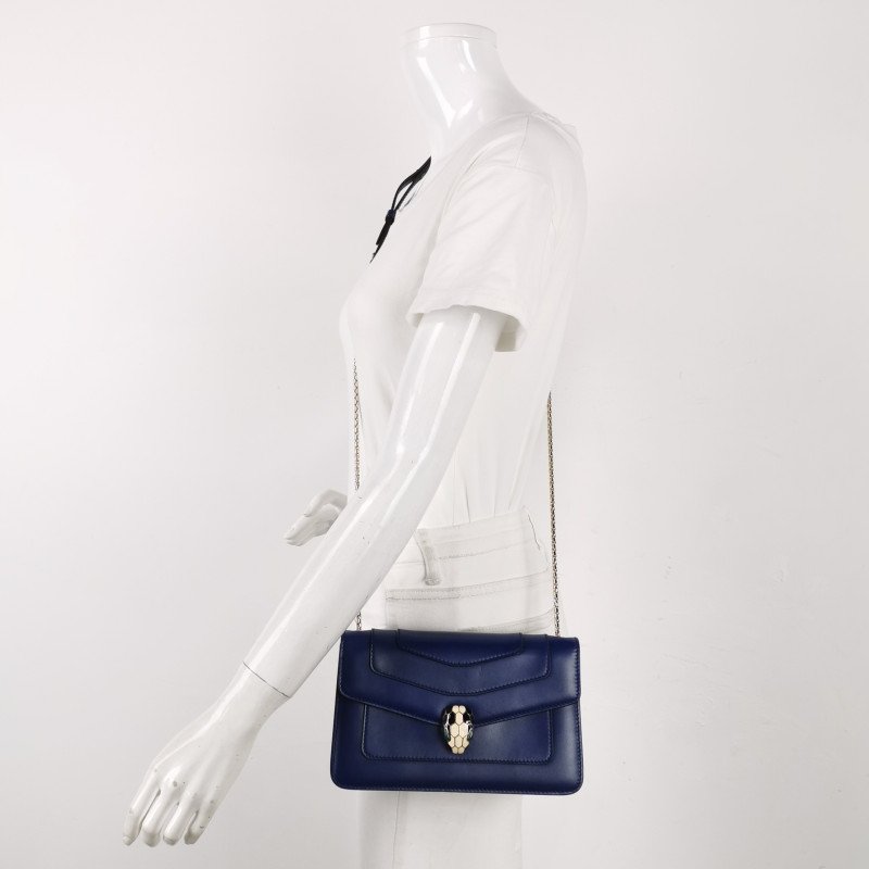 Bvlgari Serpenti Forever蛇頭包小號牛皮純色蛇頭斜背包單肩包-1