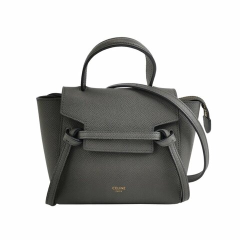 Celine Belt鯰魚包Pico牛皮純色字母logo紐結飾帶斜挎包單肩包