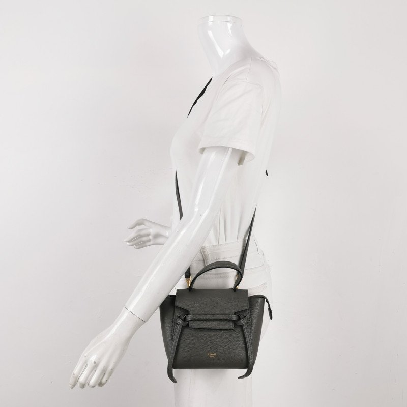 Celine Belt鯰魚包Pico牛皮純色字母logo紐結飾帶斜挎包單肩包-1