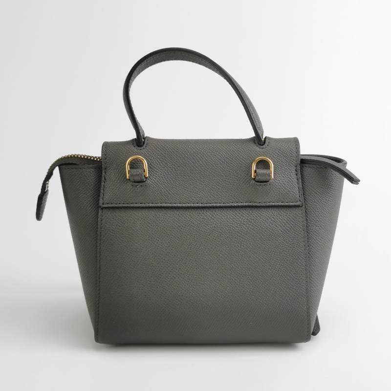 Celine Belt鯰魚包Pico牛皮純色字母logo紐結飾帶斜挎包單肩包-4