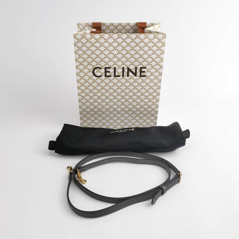 Celine Belt鯰魚包Pico牛皮純色字母logo紐結飾帶斜挎包單肩包-7