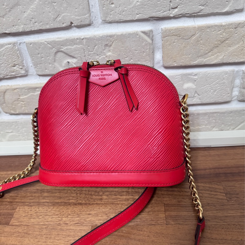 Lv 紅色epi 水波紋艾瑪包 mini 20公分-1
