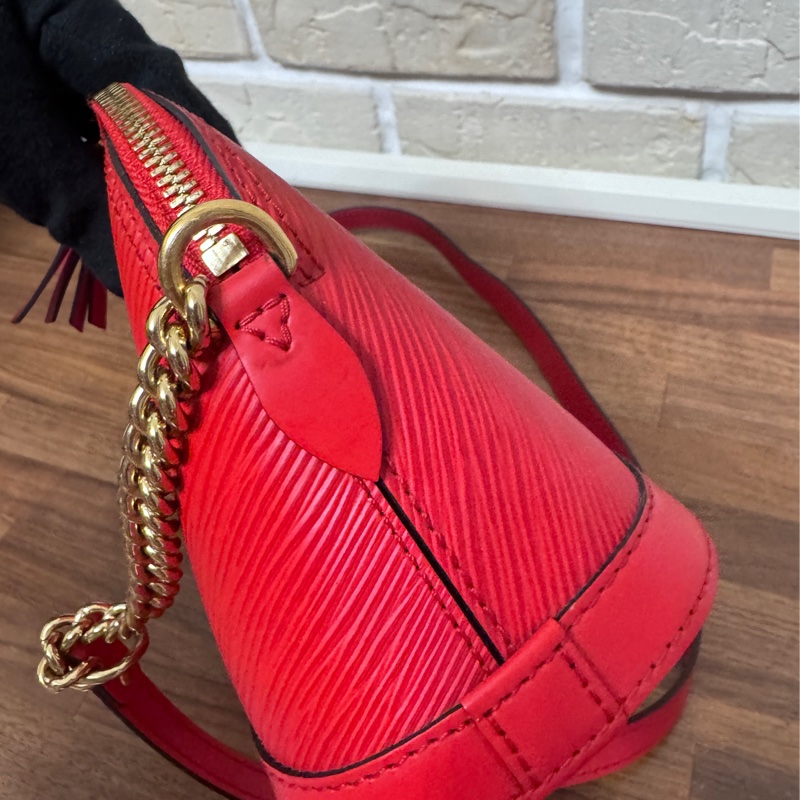 Lv 紅色epi 水波紋艾瑪包 mini 20公分-18