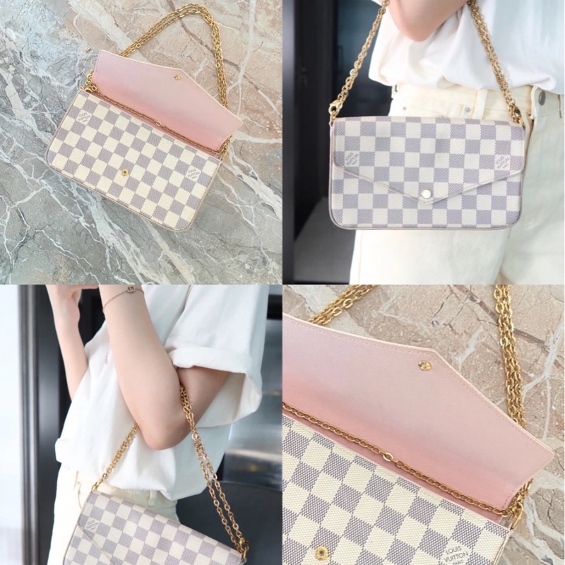 Lv 白棋盤格 三合一信封包-1