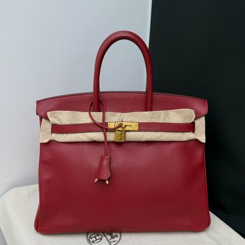 愛馬仕 Birkin35 石榴紅lisse皮 手提包