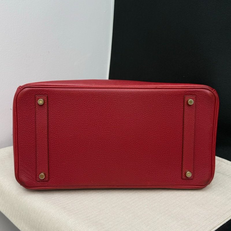 愛馬仕 Birkin35 石榴紅lisse皮 手提包-4