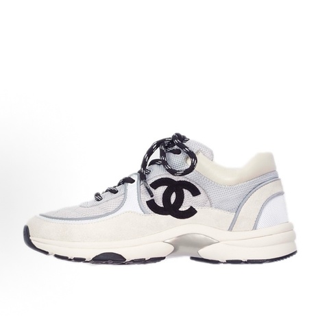 未穿過CHANEL香奈兒小牛皮女款球鞋休閒鞋灰白色 37.5碼
