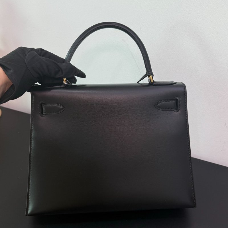 愛馬仕 Kelly28 黑金box外縫 手提包-1