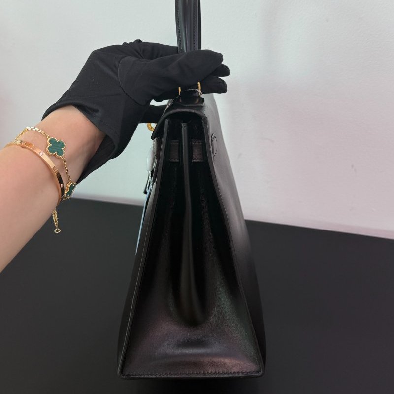 愛馬仕 Kelly28 黑金box外縫 手提包-3