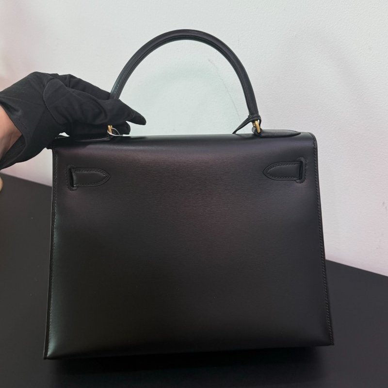 愛馬仕 Kelly28 黑金box外縫 手提包-7