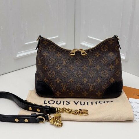 芯片款 路易威登/Louis Vuitton Monogram老花黑牛角腋下包