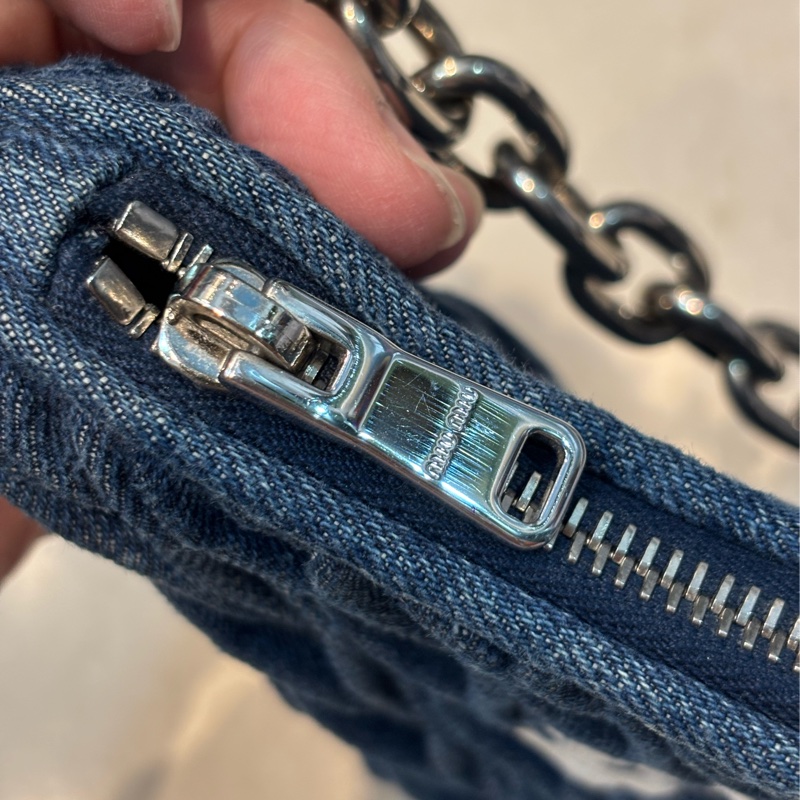 miumiu 牛仔抓皺 斜背/腋下 /手提 三用包-13