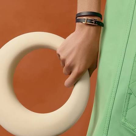 平台最低價近新閒置✨ 愛馬仕Hermès Behapi Double Tour三圈手環/黑銀/褐色-0