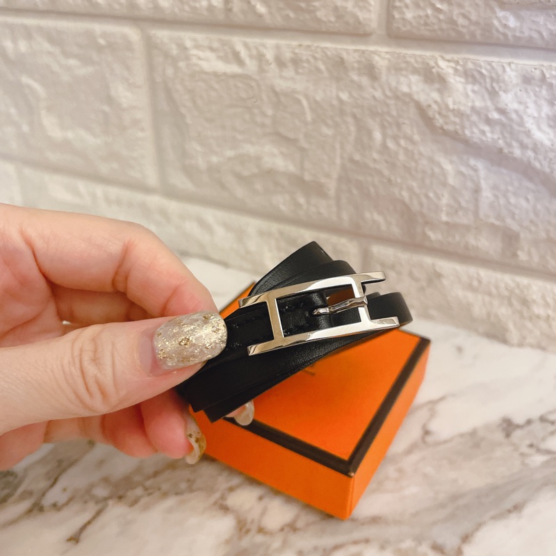 平台最低價近新閒置✨ 愛馬仕Hermès Behapi Double Tour三圈手環/黑銀/褐色-5