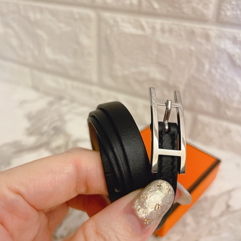 平台最低價近新閒置✨ 愛馬仕Hermès Behapi Double Tour三圈手環/黑銀/褐色-11