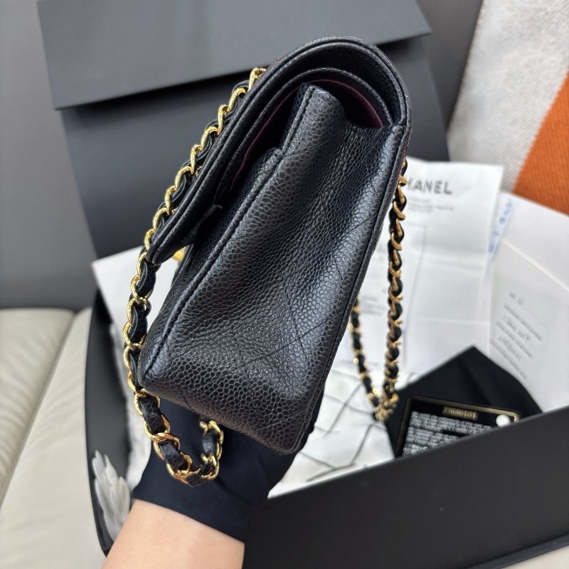 香奈兒/Chanel 黑金荔枝紋牛皮cf中號鏈條包-2
