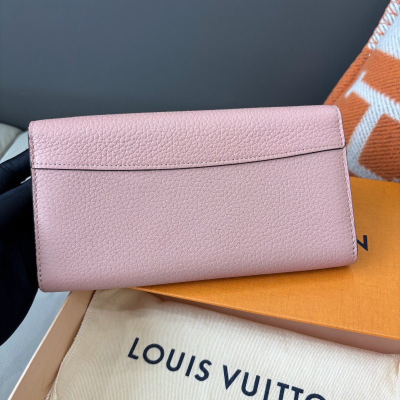 近新品 路易威登/Louis Vuitton Capucines繫列粉色全皮長款錢包-1