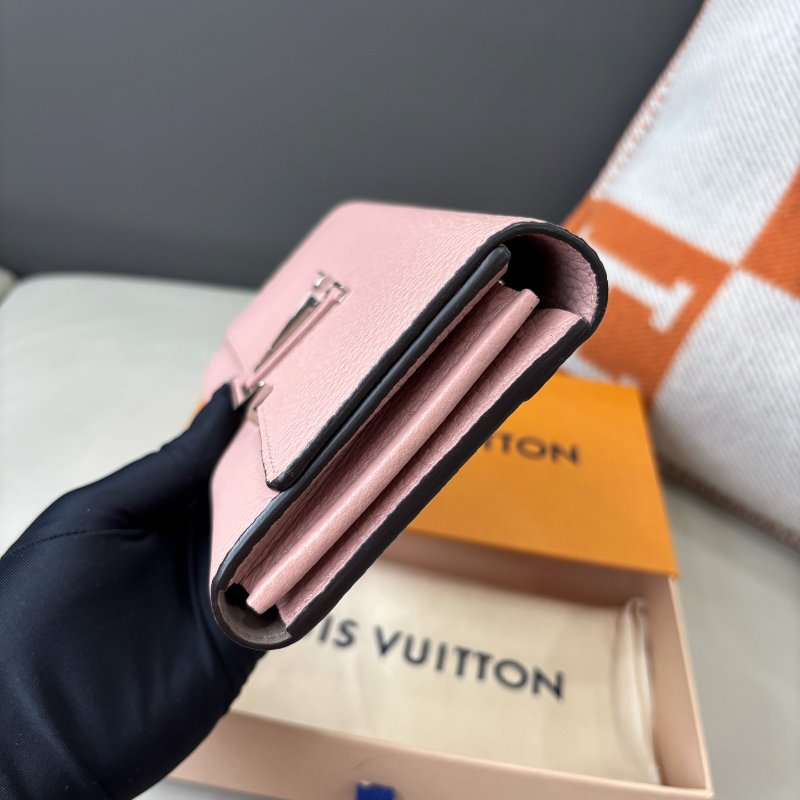 近新品 路易威登/Louis Vuitton Capucines繫列粉色全皮長款錢包-2
