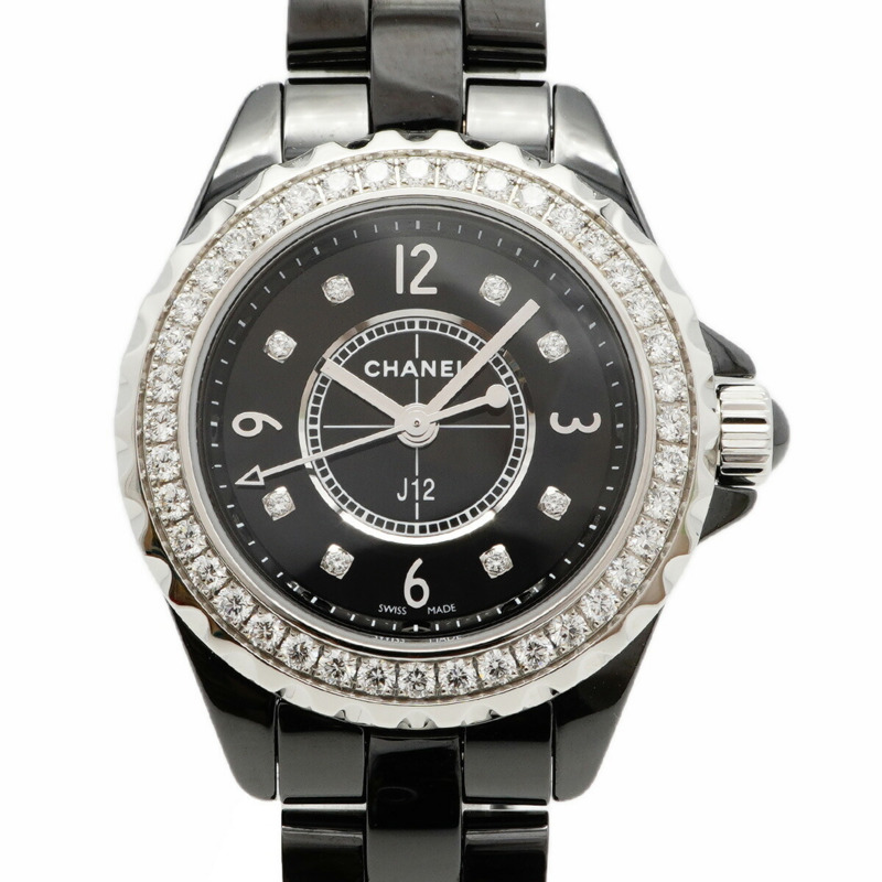 香奈兒 J12 H2571 黑色錶盤小姐腕錶-0