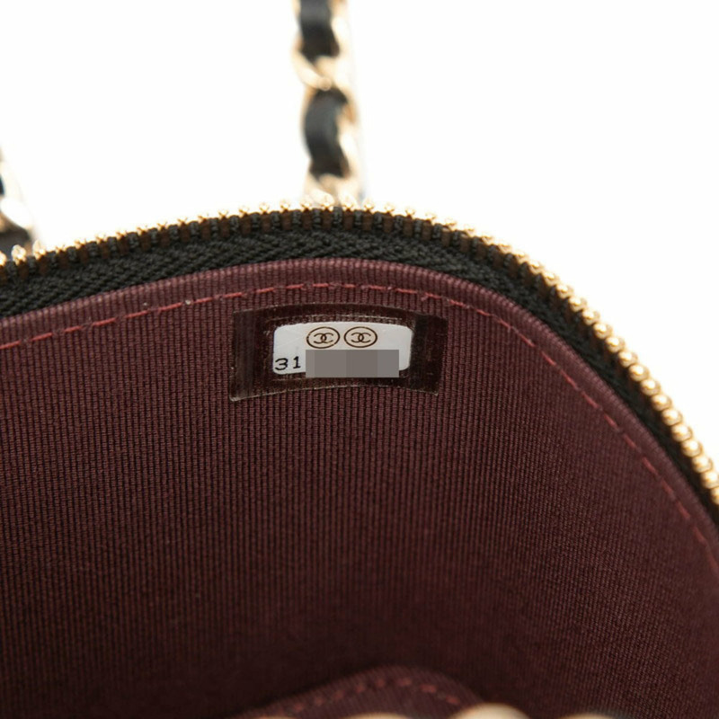 香奈兒 Coco Mark Matelassé 迷你化妝包鏈條單背包黑色羊皮女士 CHANEL-5