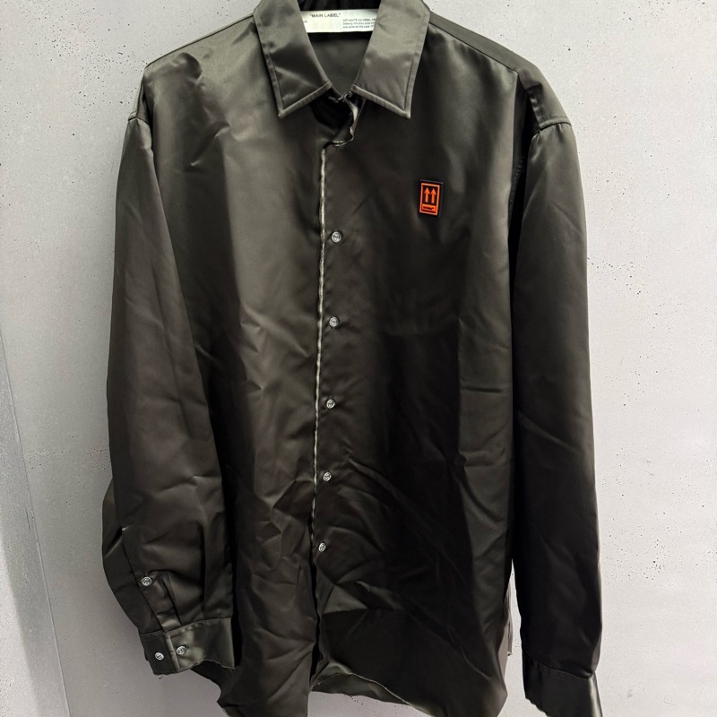 二手off white軍綠色長袖襯衫-5