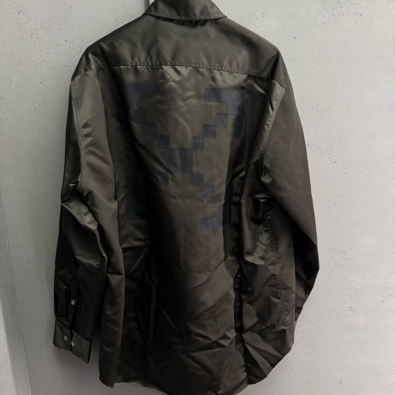 二手off white軍綠色長袖襯衫-6