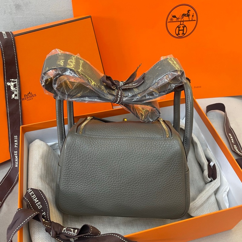 Hermes 愛馬仕mini Lindy 積雨雲灰金扣积-2