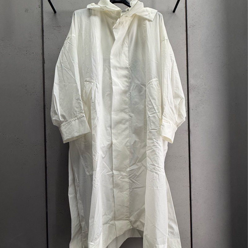 二手issey miyake米白色長版外套 3號-5