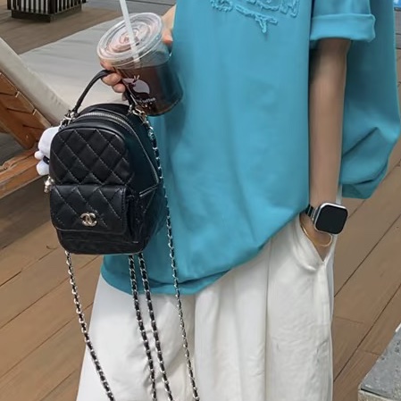 CHANEL香奈兒黑金荔枝牛皮24Cmini小書包全配購證🎒-2