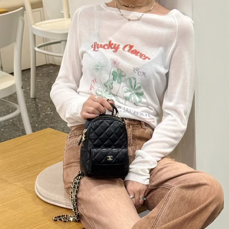 CHANEL香奈兒黑金荔枝牛皮24Cmini小書包全配購證🎒-6