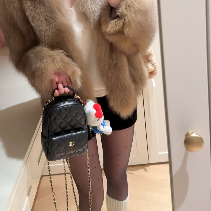 CHANEL香奈兒黑金荔枝牛皮24Cmini小書包全配購證🎒-23