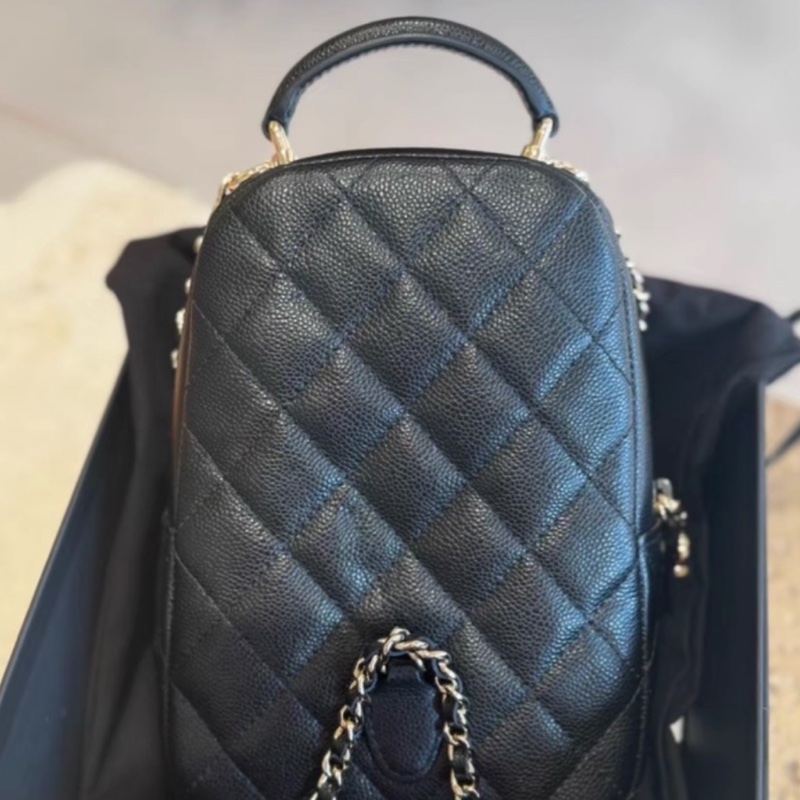 CHANEL香奈兒黑金荔枝牛皮24Cmini小書包全配購證🎒-27