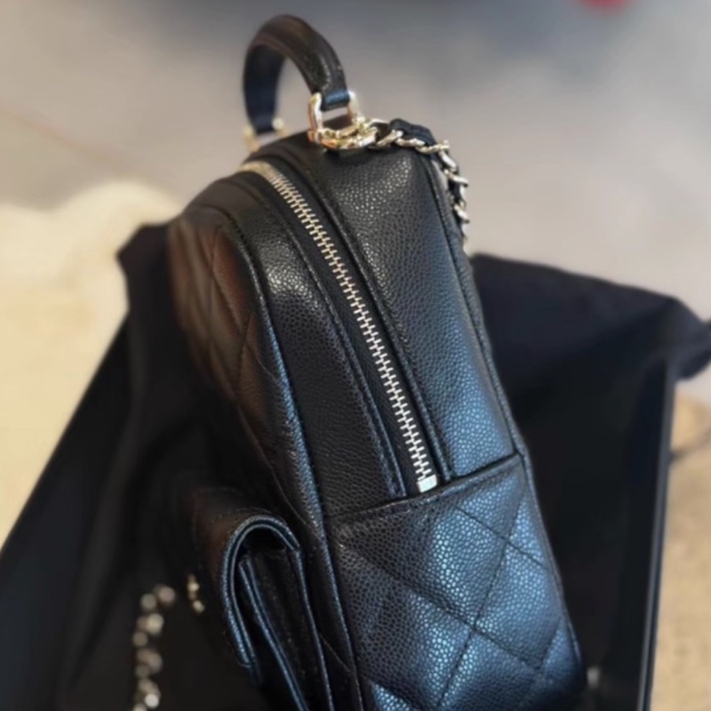 CHANEL香奈兒黑金荔枝牛皮24Cmini小書包全配購證🎒-28