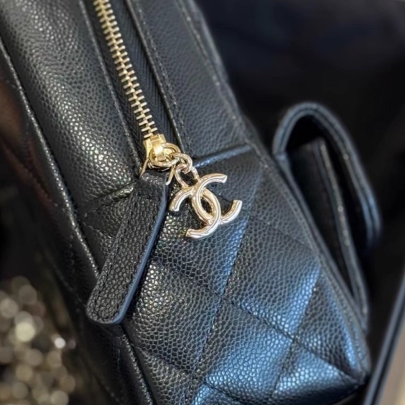 CHANEL香奈兒黑金荔枝牛皮24Cmini小書包全配購證🎒-31