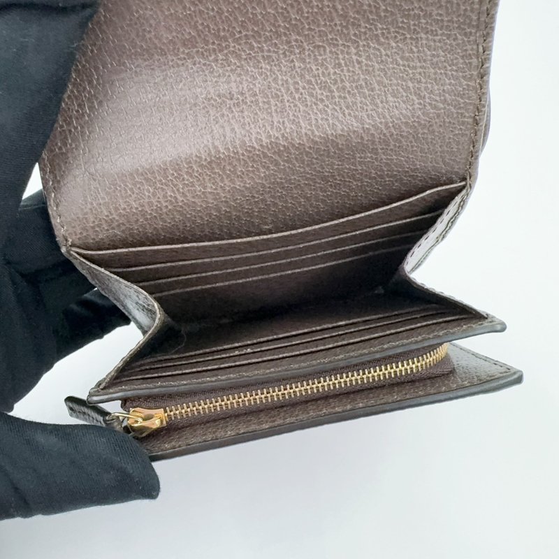 GUCCI老花拼綠紅綠織帶OPHIDIA下蓋零錢短夾598662-6