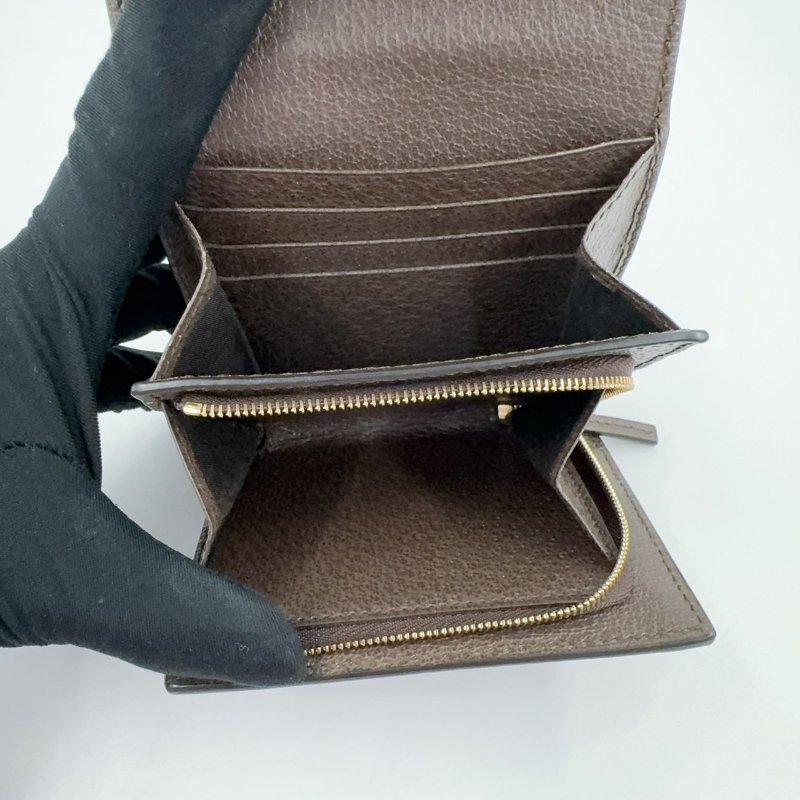 GUCCI老花拼綠紅綠織帶OPHIDIA下蓋零錢短夾598662-7