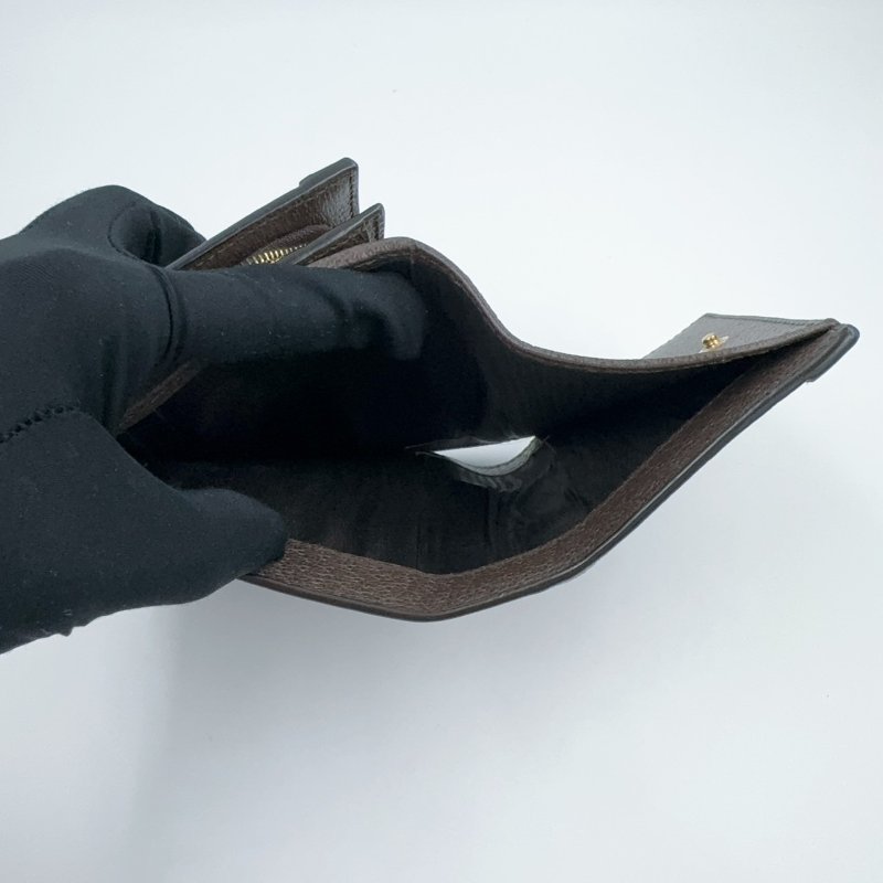 GUCCI老花拼綠紅綠織帶OPHIDIA下蓋零錢短夾598662-8