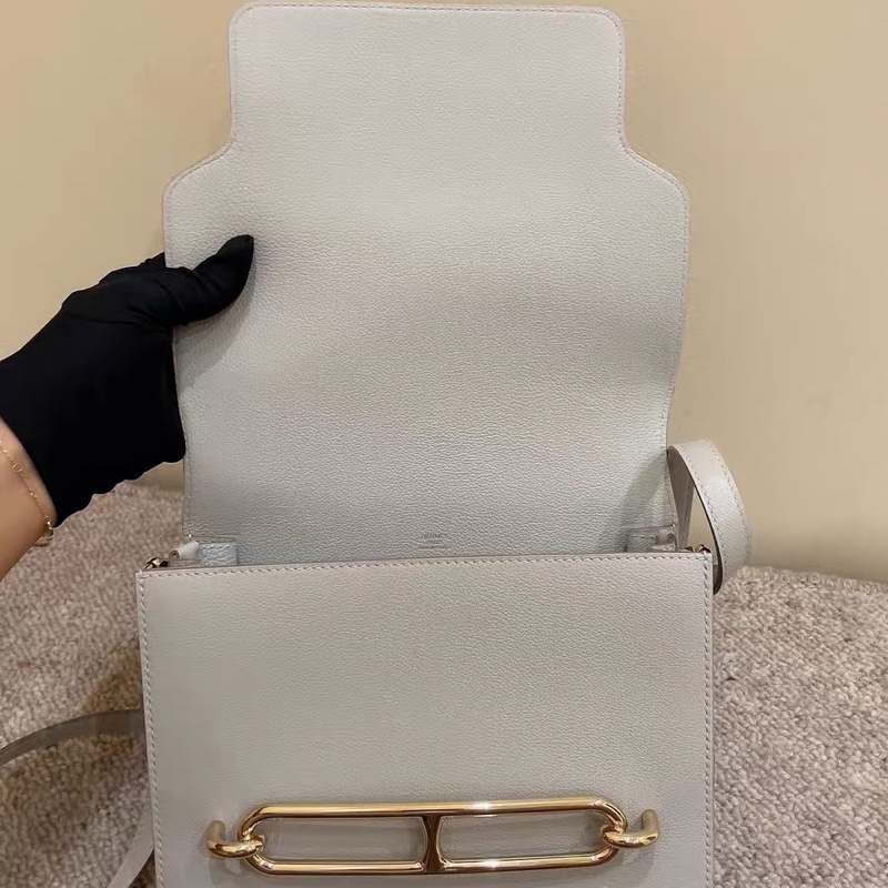 🌈Hermes🧡Roulis 23🧡珍珠灰金扣🌟98.5新🌈Evercolor皮🌟有盒🧡Roulis23🌟Roulis🌟豬鼻子🌟愛馬仕-4