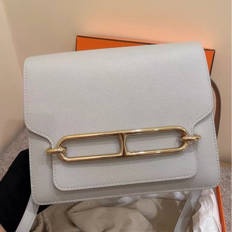🌈Hermes🧡Roulis 23🧡珍珠灰金扣🌟98.5新🌈Evercolor皮🌟有盒🧡Roulis23🌟Roulis🌟豬鼻子🌟愛馬仕-6