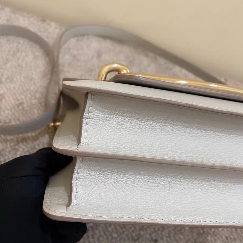 🌈Hermes🧡Roulis 23🧡珍珠灰金扣🌟98.5新🌈Evercolor皮🌟有盒🧡Roulis23🌟Roulis🌟豬鼻子🌟愛馬仕-7