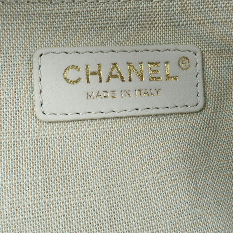CHANEL 帆布Deauville Tote銀扣鏈帶手挽肩背兩用袋-12
