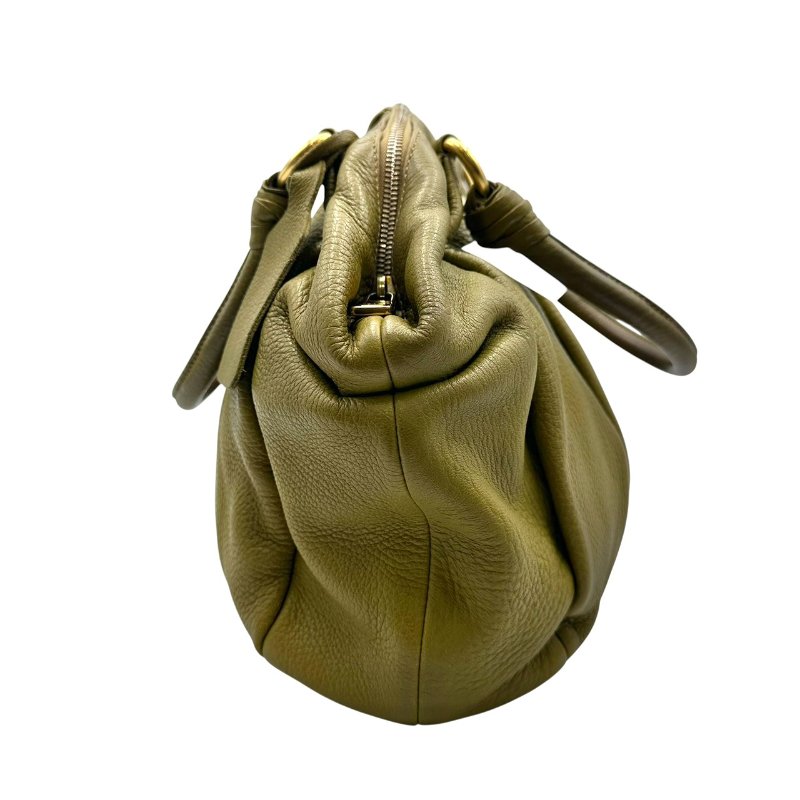 【美收精品】Prada 芥末綠手提包 C-395【隔月月中將轉賣至日本 上架期限30天】-2