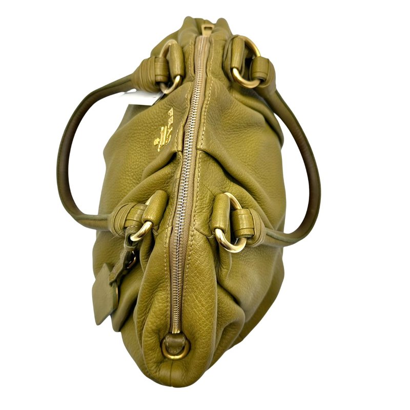 【美收精品】Prada 芥末綠手提包 C-395【隔月月中將轉賣至日本 上架期限30天】-4