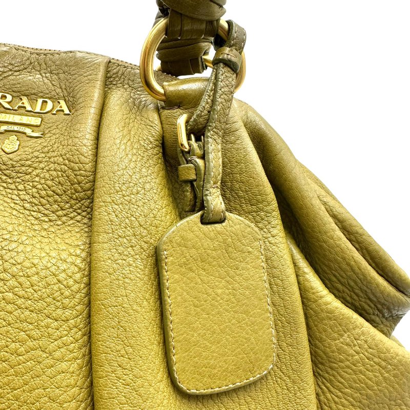 【美收精品】Prada 芥末綠手提包 C-395【隔月月中將轉賣至日本 上架期限30天】-10