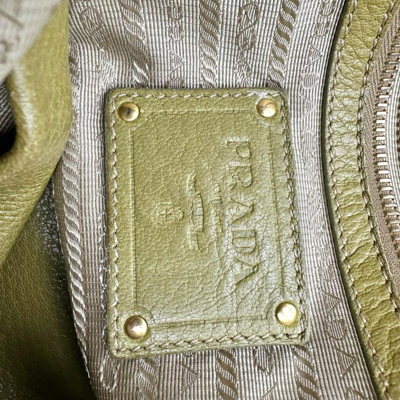 【美收精品】Prada 芥末綠手提包 C-395【隔月月中將轉賣至日本 上架期限30天】-14