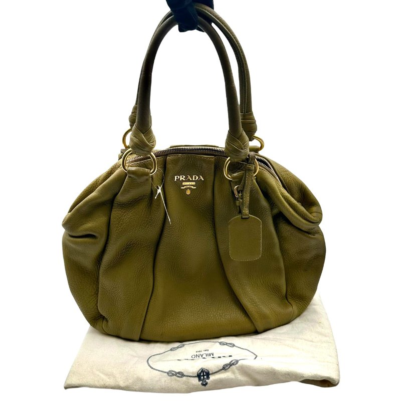 【美收精品】Prada 芥末綠手提包 C-395【隔月月中將轉賣至日本 上架期限30天】-18